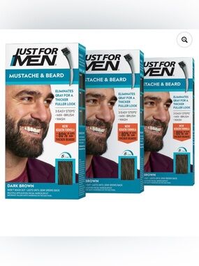 Just For Men Mustache & Beard Dye, 3 Pack (NEW)